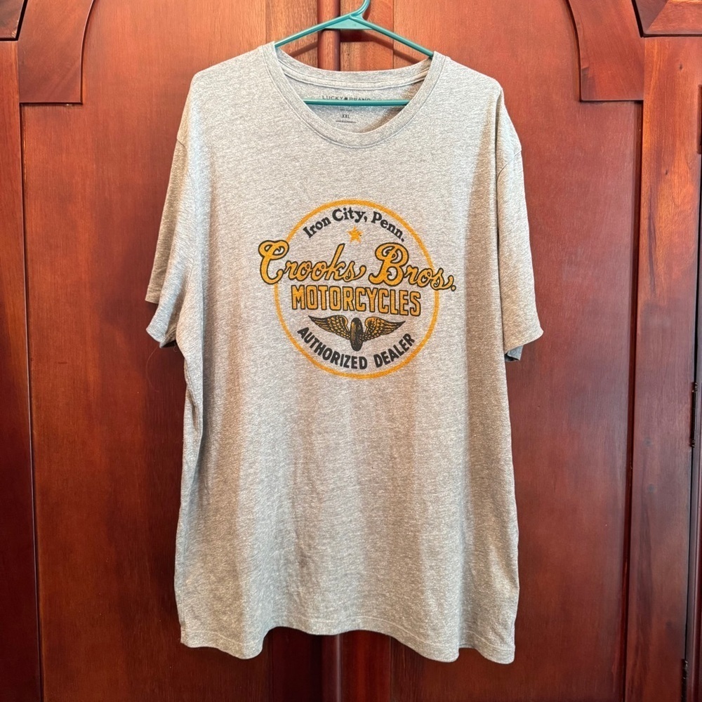 Lucky Brand Crooks Bros Motorcycles Men's Gray Graphic Tee Size XXL